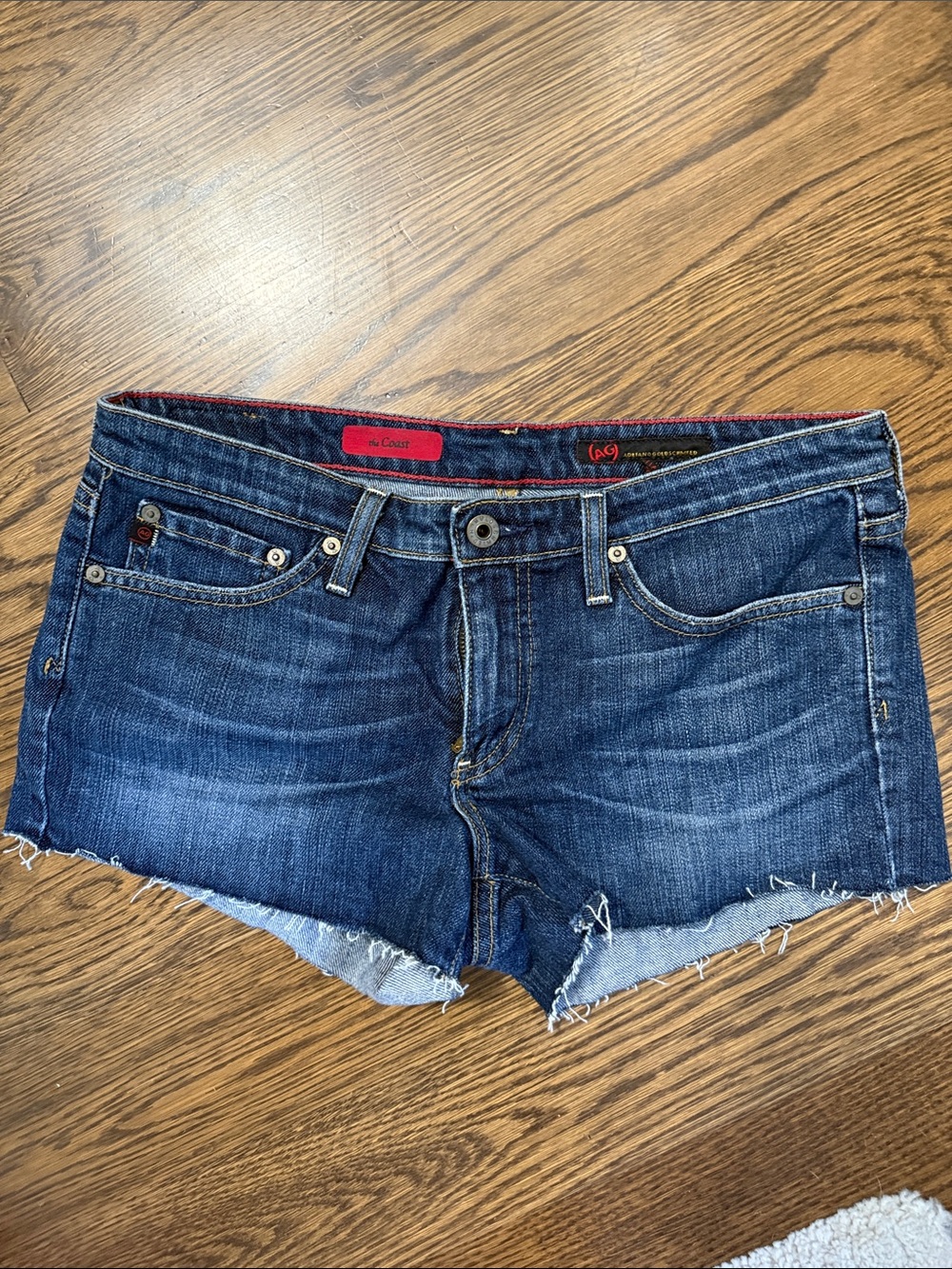 Ag Adriano Goldschmied Indigo Frayed Hem Denim Shorts